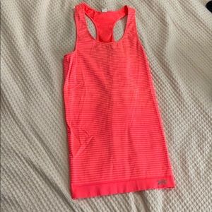 Bright pink racer back tank top.